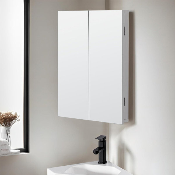 Latitude Run?? 24" Bathroom Corner Medicine Cabinet W/Mirror, Double ...